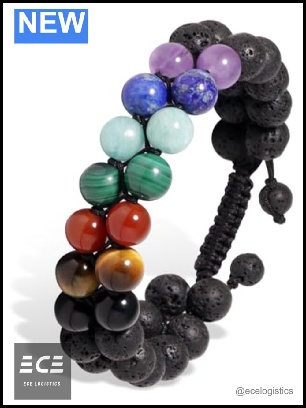 Men's 7 Chakra Crystal Bracelet Natural Stone Healing Bracelet Lava Rock Beads